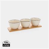 Set de cuencos Ukiyo de 3 piezas con bandeja de bambú, blanco