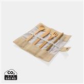 Reusable bamboo travel cutlery set, white