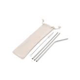 Reusable stainless steel 3 pcs straw set, silver