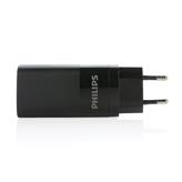 Chargeur mural USB 3 ports PD ultra-rapide Philips 65 W, noir
