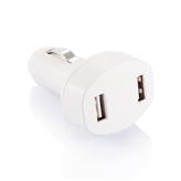 Double USB car charger, white