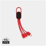 4-i-1 kabel med karbinclip, röd