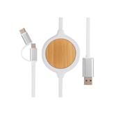3-in-1 cable with 5W bamboo wireless charger, white