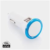 Powerful dual port car charger, blue