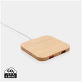 FSC®certificeret 5W trådløs bambus oplader med USB, brun