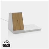Ontario recycled plastic & bamboo 3-in-1 wireless charger, natural