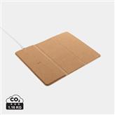 10W wireless charging cork mousepad and stand, brown