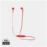 Wireless earbuds in pouch, red