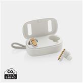 RCS recycled plastic & bamboo TWS earbuds, white
