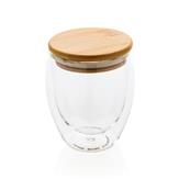 Double wall borosilicate glass with bamboo lid 250ml, transp