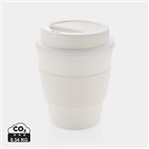 Taza de café reutilizable con tapa de rosca 350ml, blanco