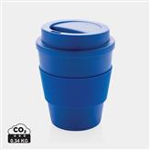 Taza de café reutilizable con tapa de rosca 350ml, azul
