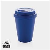Taza de café reutilizable de doble pared 300ml, azul
