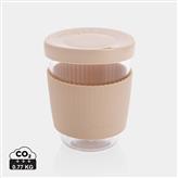 Ukiyo borosilicate glass with silicone lid and sleeve, brown