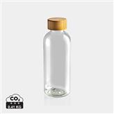 GRS recycled PET fles met bamboe dop, transparant