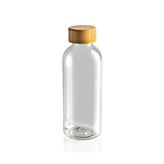 GRS rPET Flasche mit FSC Bambus-Deckel, transparent