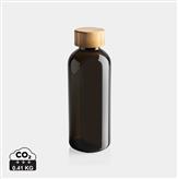 Botella GRS RPET con tapa de bambú, negro