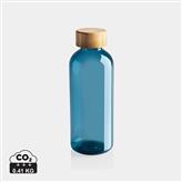 Botella RCS RPET con tapa de bambú, azul