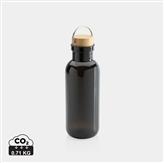 GRS RPET bottle with bamboo lid and handle, black