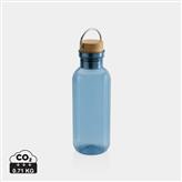 Botella RCS RPET con tapa y asa de bambú, azul