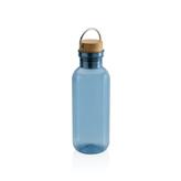GRS rPET Flasche with FSC Bambusdeckel und Griff, blau