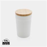GRS certified recycled PP mug with bamboo lid, white