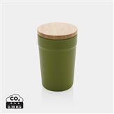 GRS certified recycled PP mug with bamboo lid, green