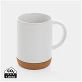 Ceramic mug with cork base 280ml, white