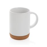 Ceramic mug with cork base, white