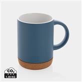 Ceramic mug with cork base 280ml, blue