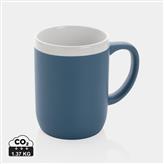 Ceramic mug with white rim, blue