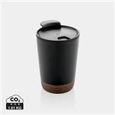 GRS rPP Edelstahl-Kaffeebecher mit Kork, schwarz