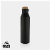 Gaia RCS certified recycled stainless steel vacuum bottle, black