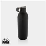 Botella al vacío de acero inoxidable reciclado Flow RCS, negro