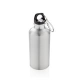 Aluminium genanvendelig sportsflaske med karabinkrog, sølv