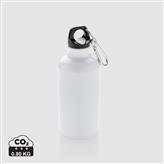 Aluminium reusable sport bottle with carabiner, white