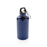 Aluminium reusable sport bottle with carabiner, blue