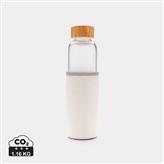 Botella de vidrio de borosilicato con funda de PU texturizad, blanco