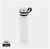 Copper vacuum insulated bottle with carry loop, white
