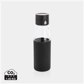 Ukiyo Trink-Tracking-Flasche aus Glas mit Hülle, schwarz