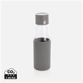 Ukiyo Trink-Tracking-Flasche aus Glas mit Hülle, grau