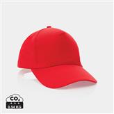 Impact 5 panel 190gr Recycled cotton cap with AWARE™ tracer, red