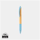 Pen lavet af bambus og hvedestrå, blå