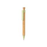 Bamboo pen with wheatstraw clip, green