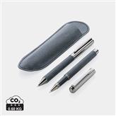 Set de bolígrafos de cuero reciclado, gris
