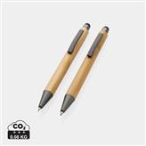 Bamboo modern pen set in box, brown
