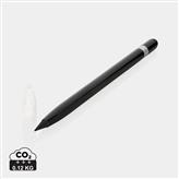 Bolígrafo sin tinta de aluminio con goma, negro
