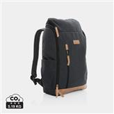 Impact AWARE™ 16 oz. recycled canvas 15" laptop backpack, black
