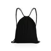 Impact AWARE™ Recycled cotton drawstring backpack 145g, blac