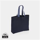Grand sac tote en toile 240 g/m² recyclée non teintée Aware™, bleu marine